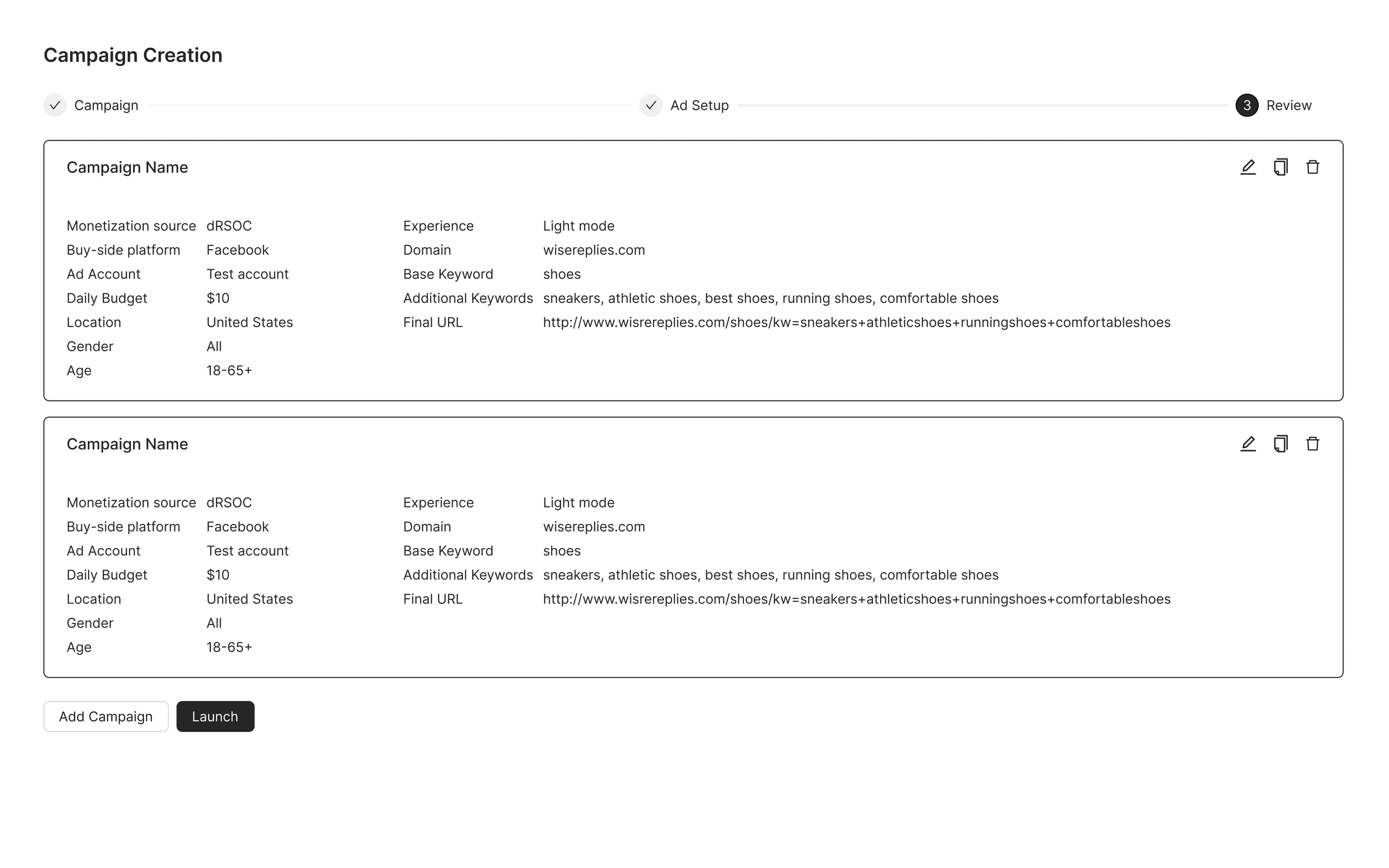 Previous review step design